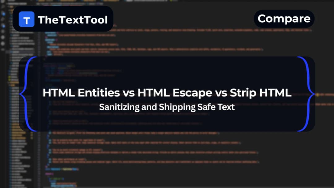 HTML Entities vs HTML Escape vs Strip HTML — Sanitizing and Shipping Safe Text