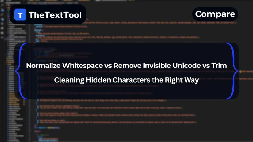Normalize Whitespace vs Remove Invisible Unicode vs Trim — Cleaning Hidden Characters the Right Way