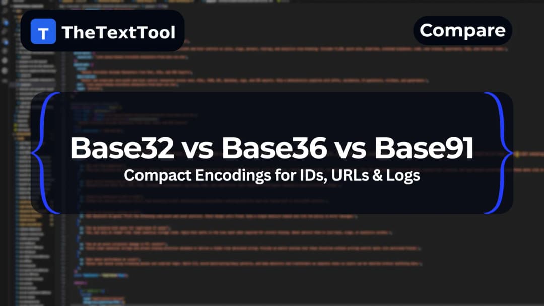 Base32 vs Base36 vs Base91 — Compact Encodings for IDs, URLs & Logs