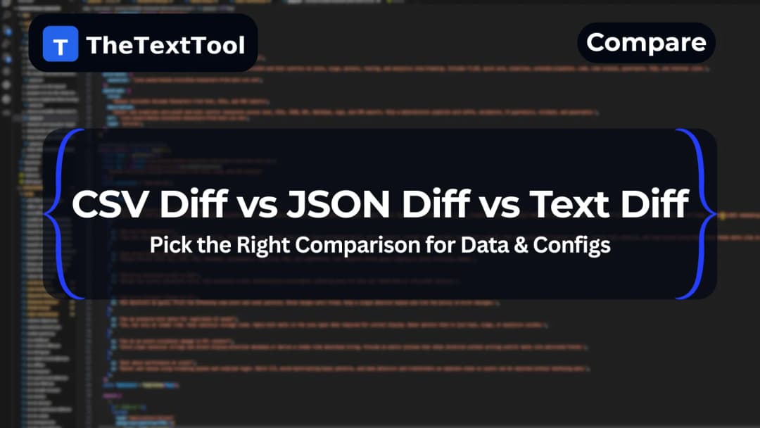 CSV Diff vs JSON Diff vs Text Diff — Pick the Right Comparison for Data & Configs