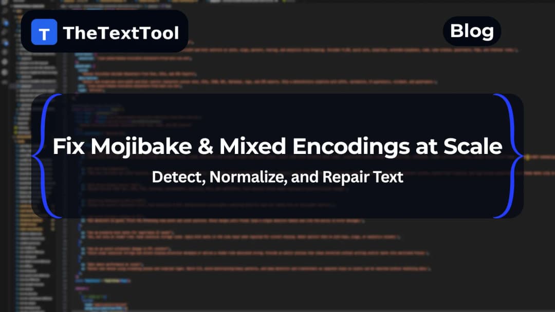 Fix Mojibake & Mixed Encodings at Scale — Detect, Normalize, and Repair Text