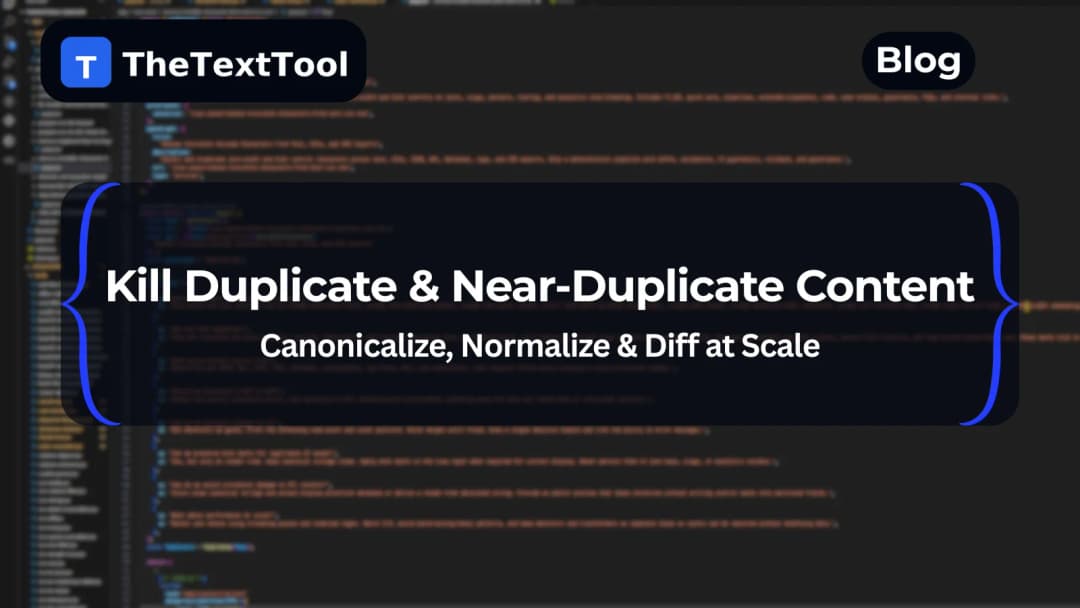 Kill Duplicate & Near-Duplicate Content — Canonicalize, Normalize & Diff at Scale