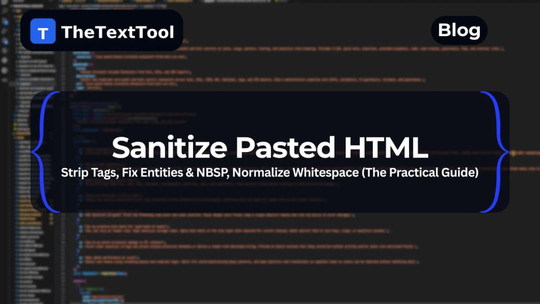 Sanitize Pasted HTML — Strip Tags, Fix Entities & NBSP, Normalize Whitespace (The Practical Guide)