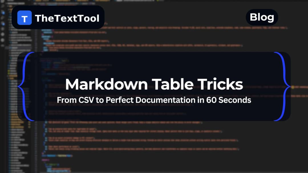 Markdown Table Tricks: From CSV to Perfect Documentation in 60 Seconds