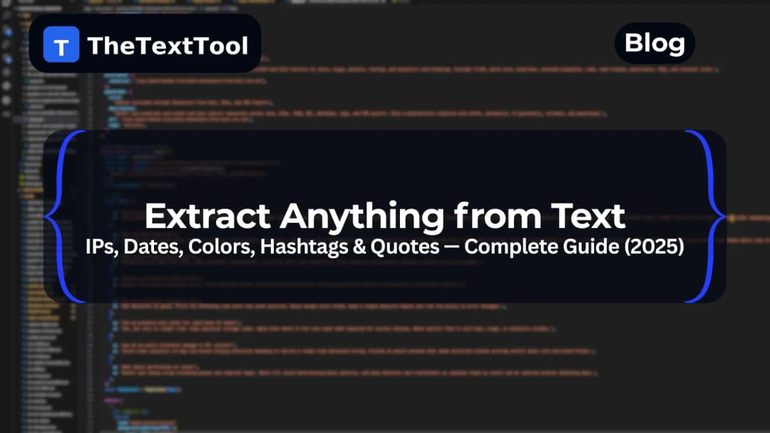 Extract Anything from Text: IPs, Dates, Colors, Hashtags & Quotes — Complete Guide (2025)