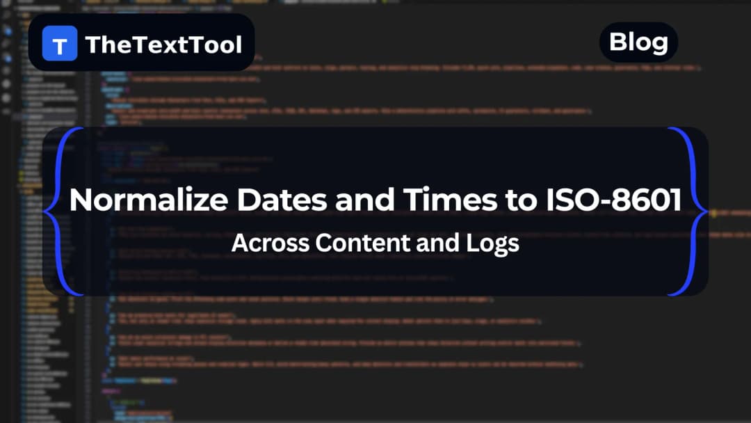 Normalize Dates and Times to ISO-8601 Across Content and Logs