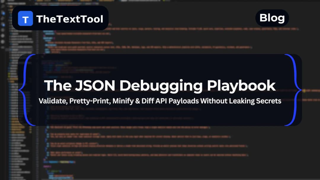 The JSON Debugging Playbook — Validate, Pretty-Print, Minify & Diff API Payloads Without Leaking Secrets