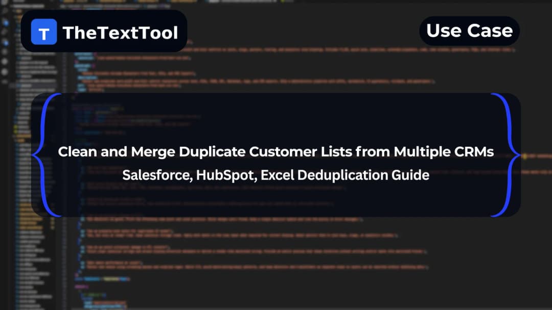 Clean and Merge Duplicate Customer Lists from Multiple CRMs - Salesforce, HubSpot, Excel Deduplication Guide