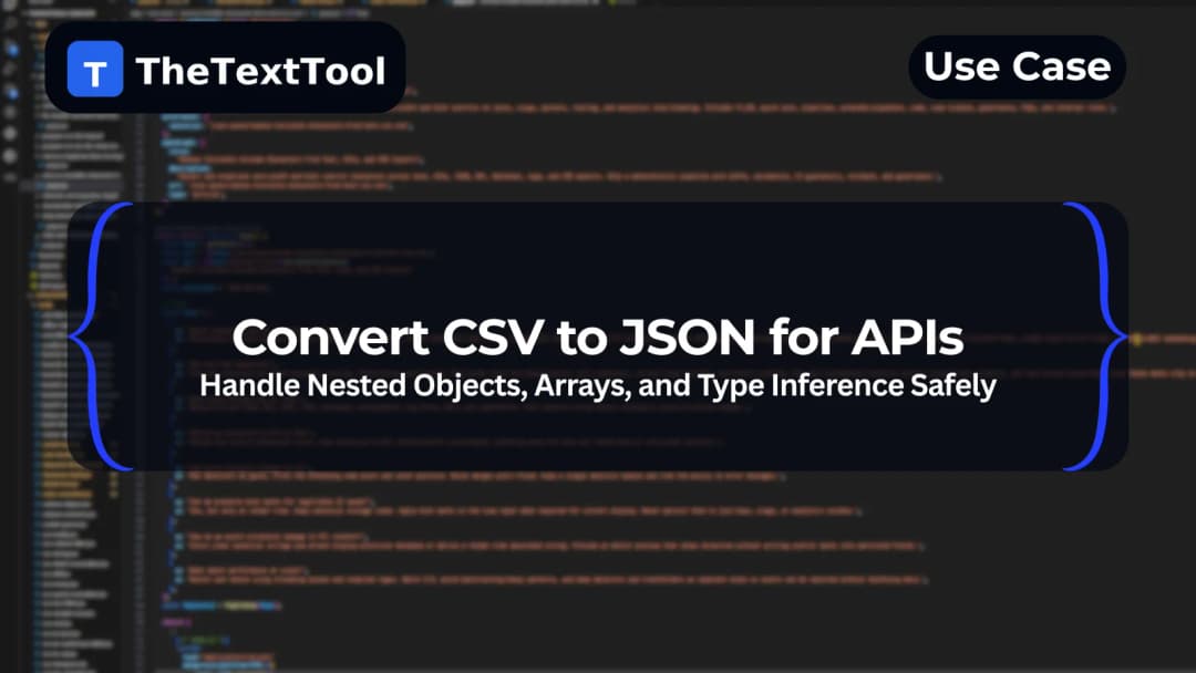 Convert CSV to JSON for APIs — Handle Nested Objects, Arrays, and Type Inference Safely