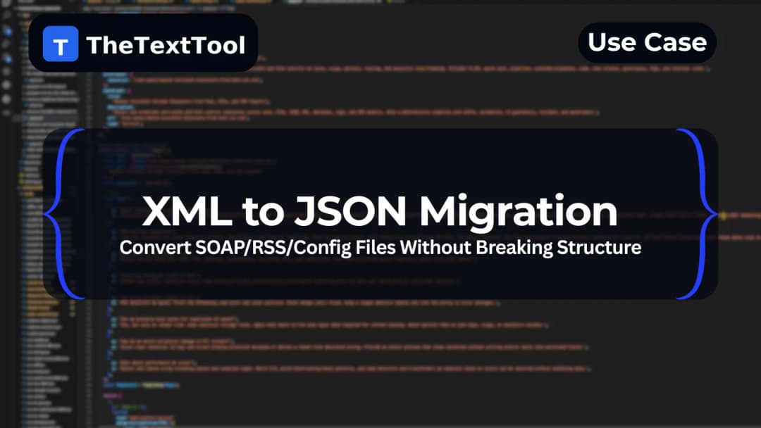 XML to JSON Migration — Convert SOAP/RSS/Config Files Without Breaking Structure