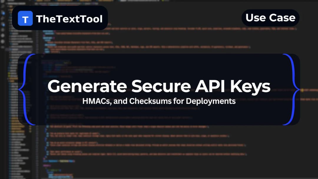 Generate Secure API Keys, HMACs, and Checksums for Deployments — Practical DevOps Playbook