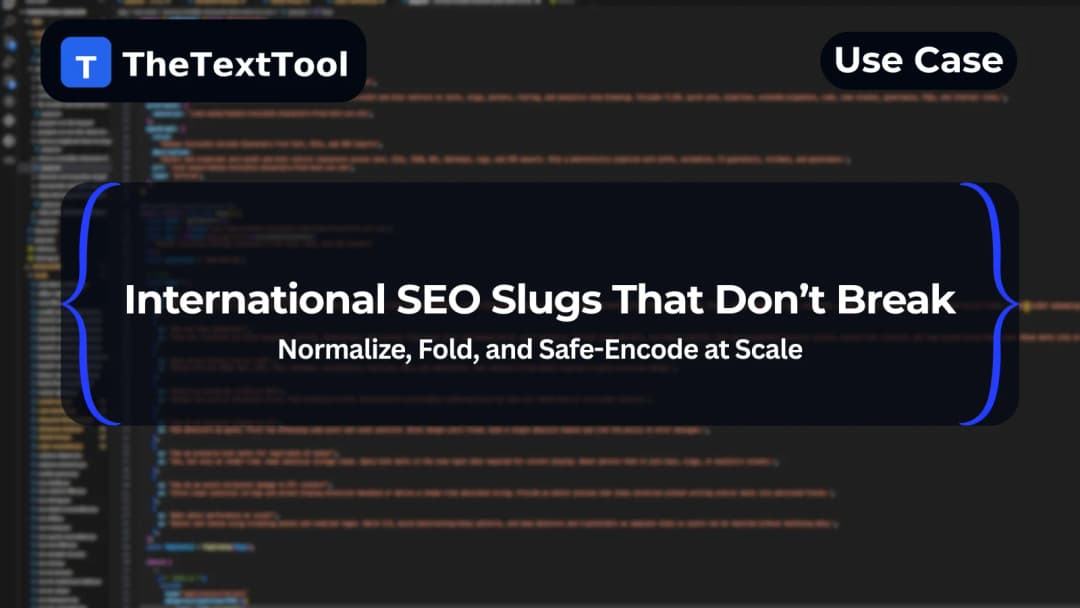 International SEO Slugs That Don’t Break — Normalize, Fold, and Safe-Encode at Scale