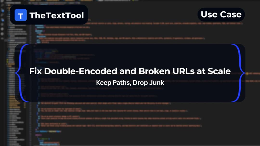 Fix Double-Encoded and Broken URLs at Scale (Keep Paths, Drop Junk)