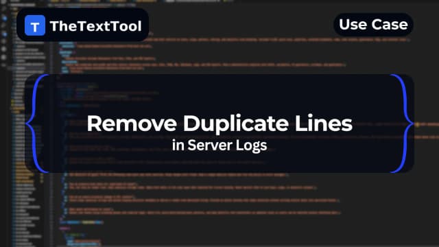 Remove Duplicate Lines in Logs