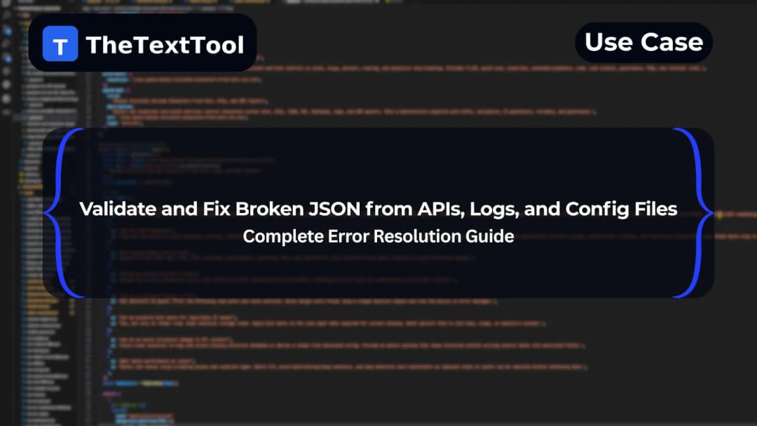 Validate and Fix Broken JSON from APIs, Logs, and Config Files – Complete Error Resolution Guide