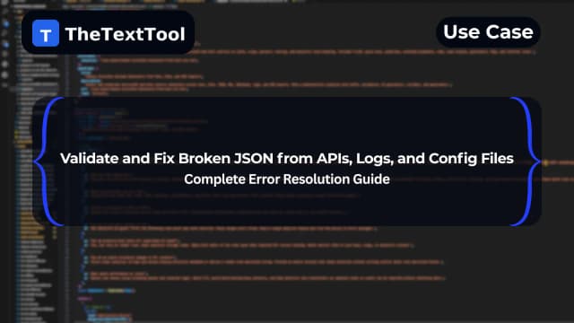 Validate and Fix Broken JSON from APIs, Logs, and Config Files – Complete Error Resolution Guide